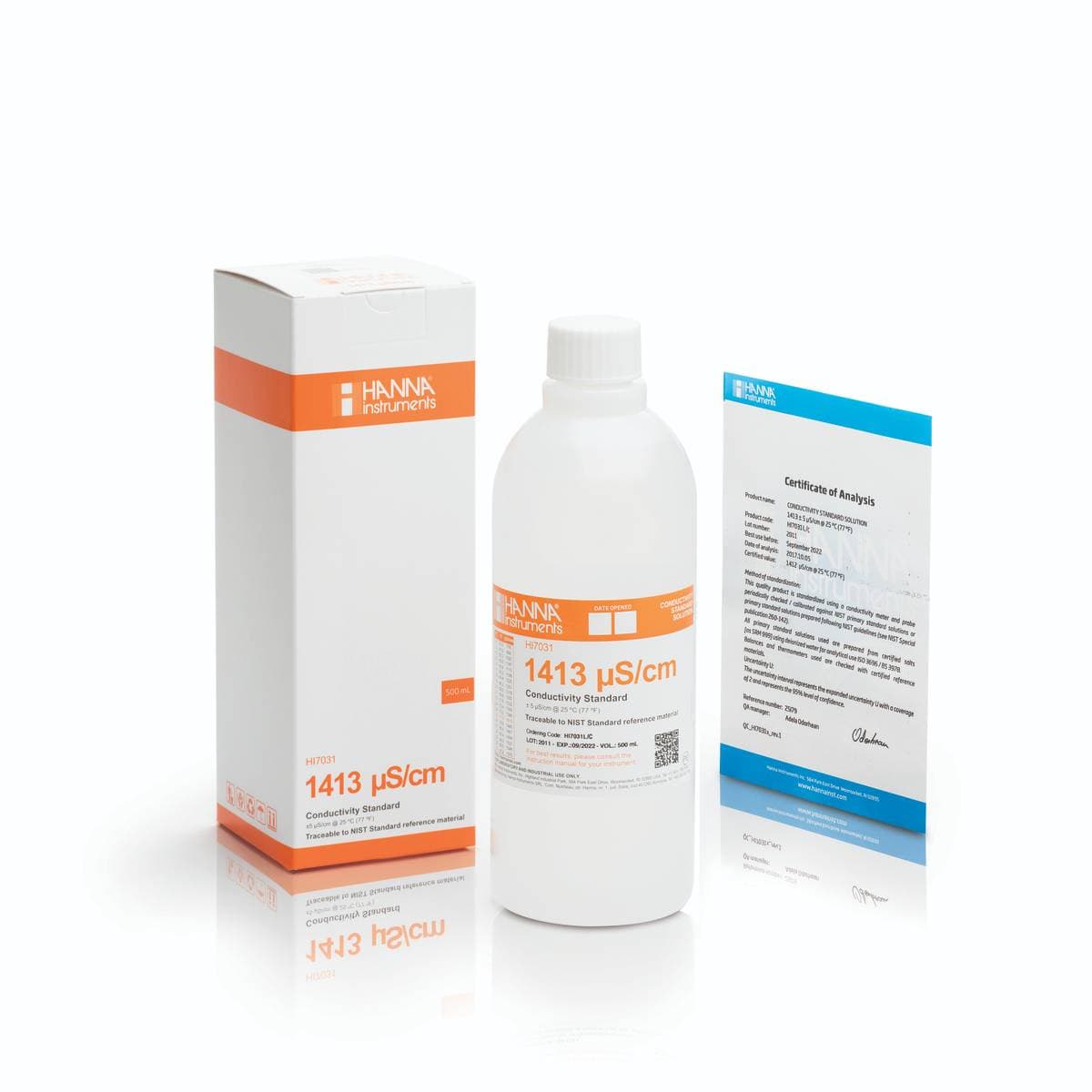Hanna HI7031L/C standard prevodnosti s certifikatom, 1413 µS/cm, 500 ml